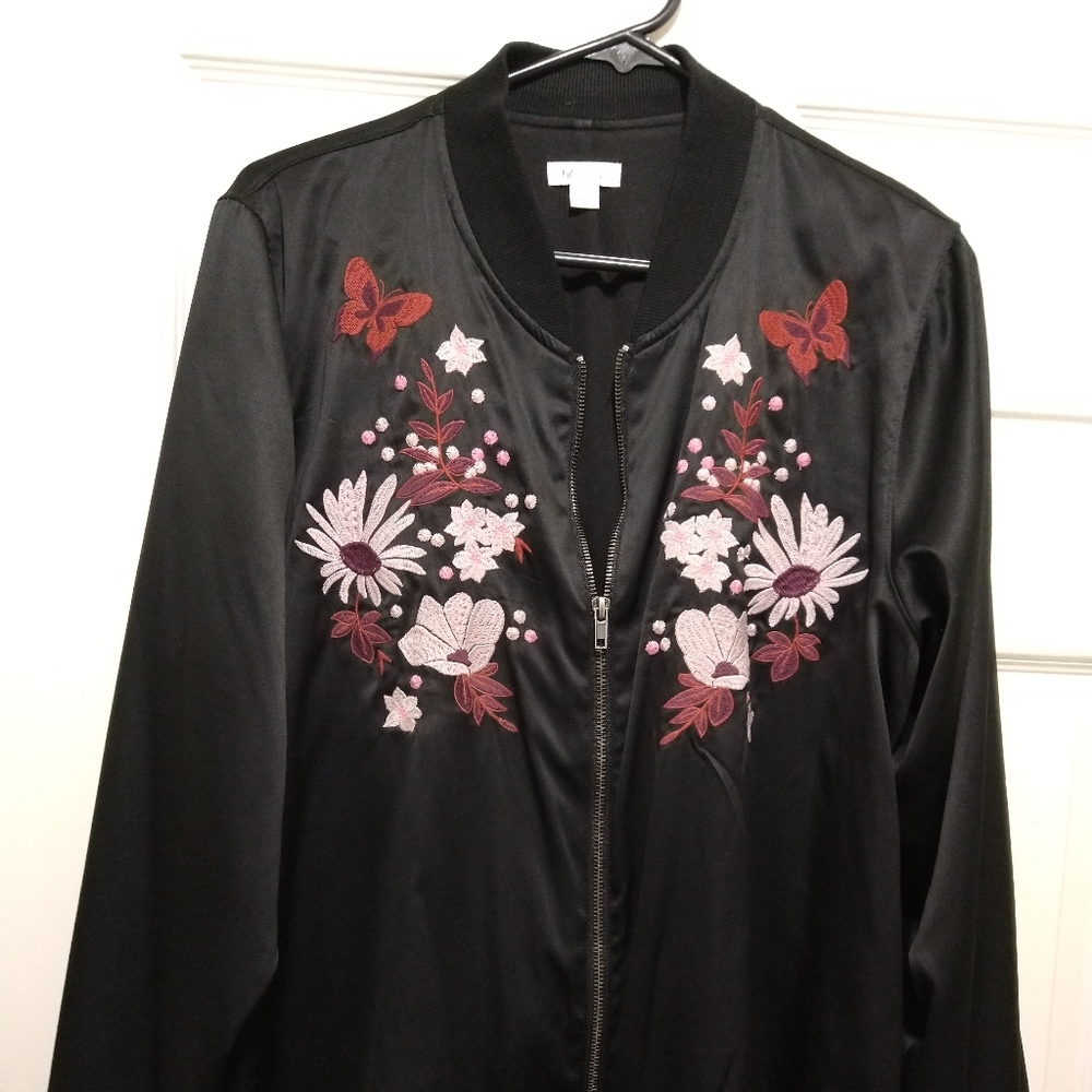 Xhilaration Women's Embroidered Bomber Jacket
